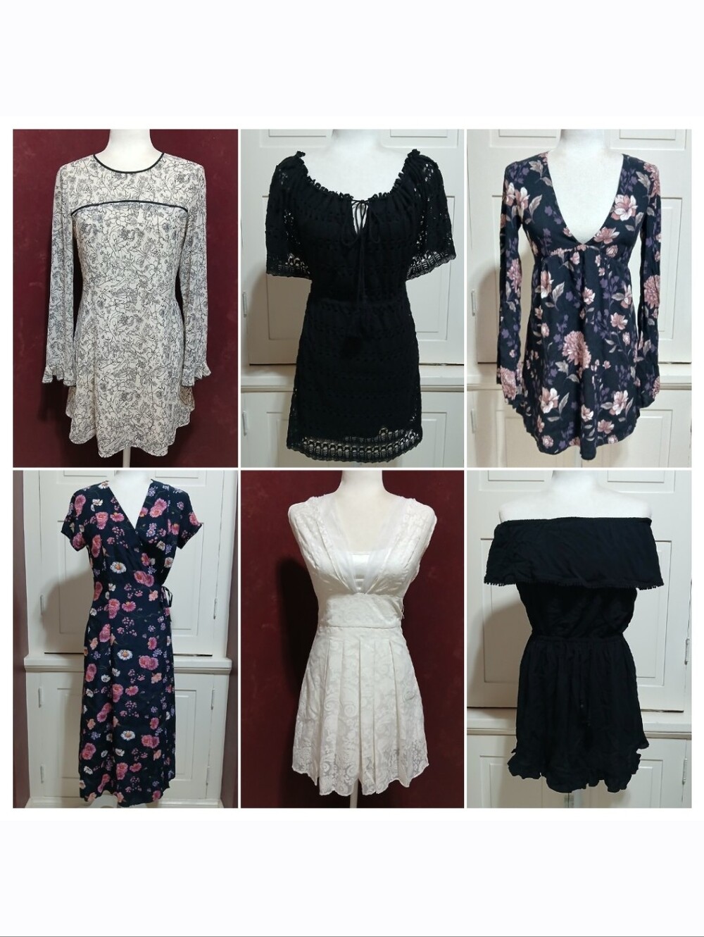 Lot of 6 Size XS Floral Flower Tank Slip Dress Zara Hollister Topshop *READ